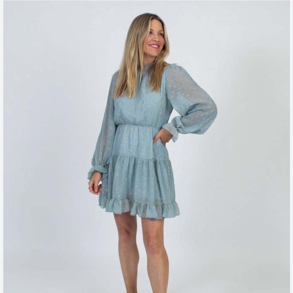 O.P.T. Blue + Gold Cocktail Dress
